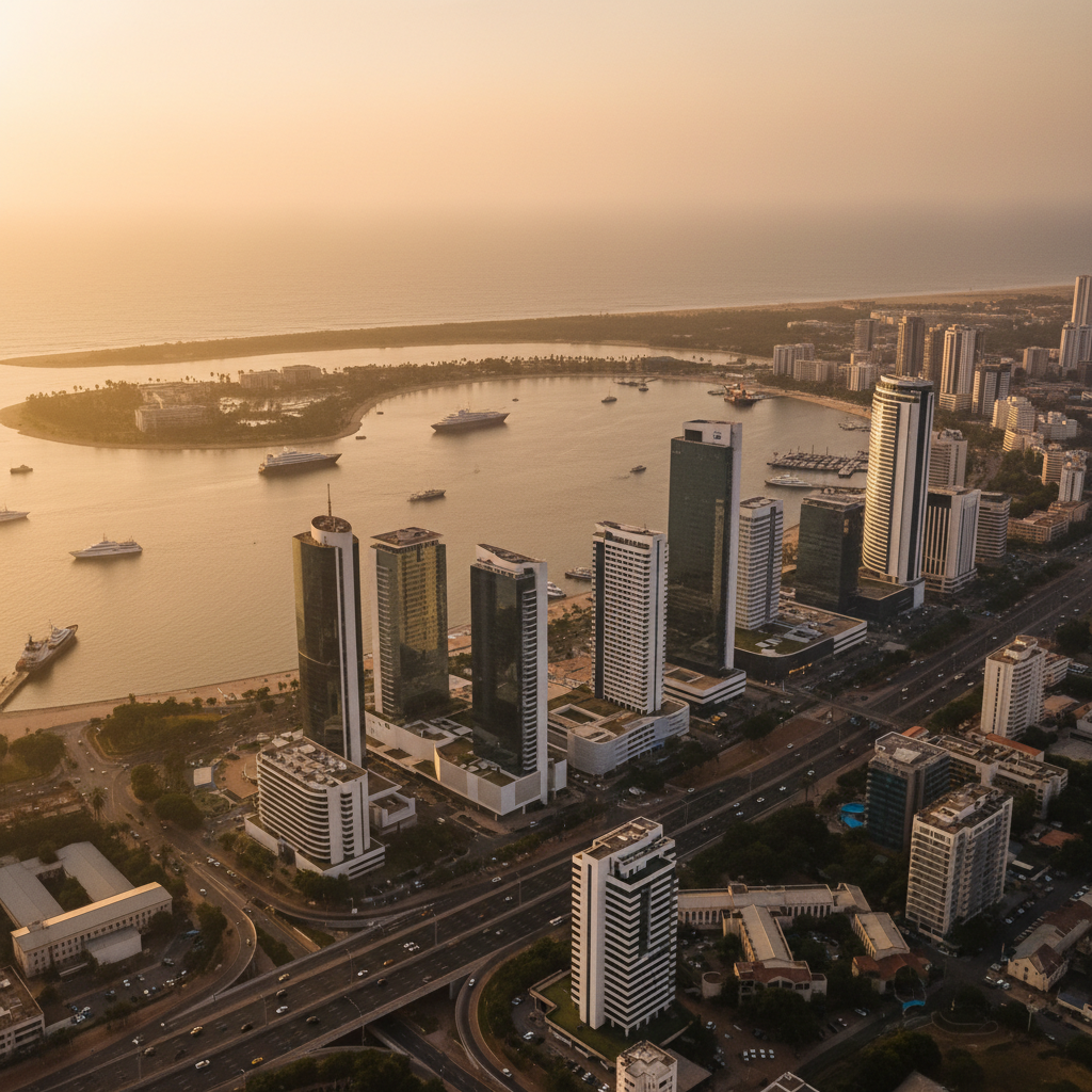 Vista aérea de Luanda, Angola — centro financeiro